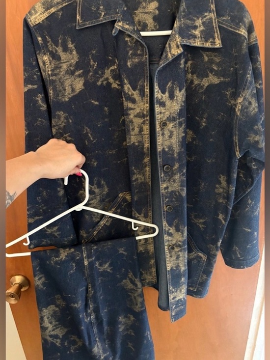 Linda Lundstrom Pants - Vintage Linda lundstrom Jacket & pants Denim-Effect Button Front Jumpsuit Romper